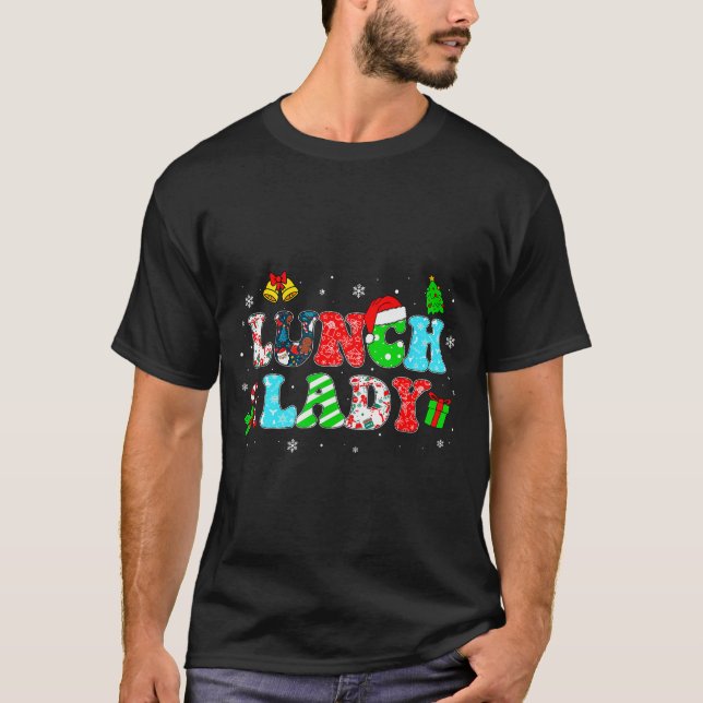 T-shirt Groovy Lunch Lady Christmas Matching Xmas Lunch La (Devant)