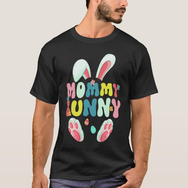 T-shirt Groovy Mommy Bunny Cute Matching Family Easter (Devant)
