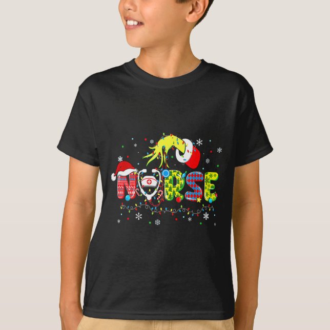 T-shirt Groovy Nurse Christmas Xmas Santa Rn Cna Icu Scurb (Devant)