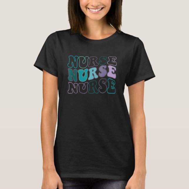 T-shirt Groovy Nurse Registered Nurse Future Nurse RETRO (Devant)
