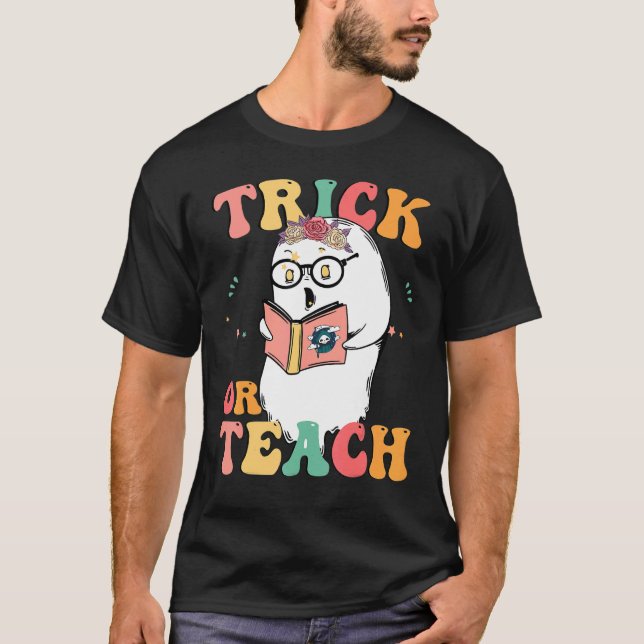 T-shirt Groovy Peace Halloween Groovy Halloween Teachers (Devant)
