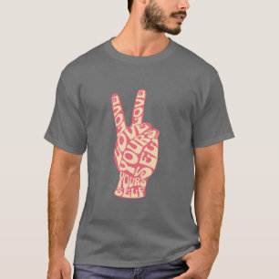T-shirt Groovy Peace Main Aime-Toimême Rétro 60s