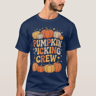 T-shirt Groovy Pumpkin Picking Crew Matching Familyee Autu