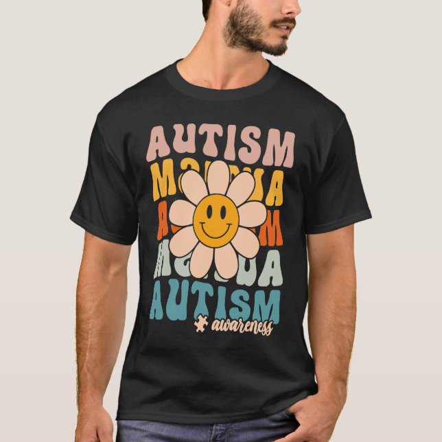 T-shirt Groovy Retro Autism Awareness Month Puzzle Piece S (Devant)
