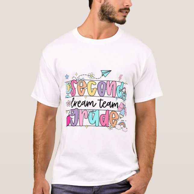 T-shirt Groovy Second Grade Dream Team Back To School  (Devant)