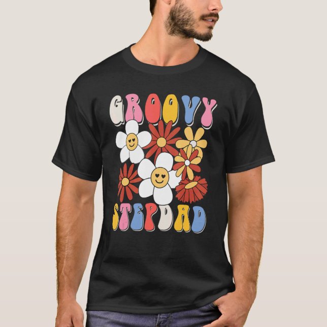 T-shirt Groovy Stepdad Fathers Day Retro 60s 70s 80s Famil (Devant)