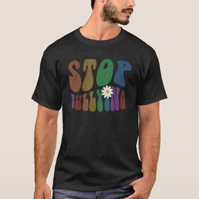 T-shirt Groovy STOP BULLYING Retro Anti Bullying Choose Ki (Devant)