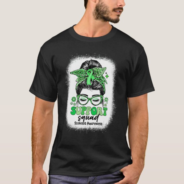 T-shirt Groovy Support Squad Messy Bun Scoliosis Awareness (Devant)