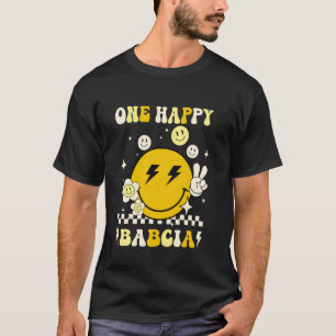 T-shirt Groovy Une Babcia Heureuse Sourire Visage Annivers