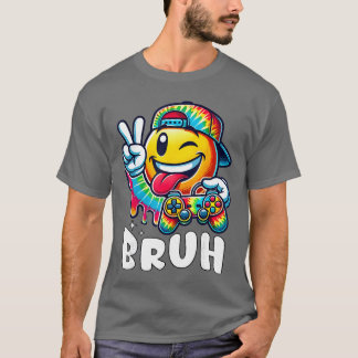 T-shirt Groovyie Dye Gaming Drôle Bruh Boys Signe de Paix