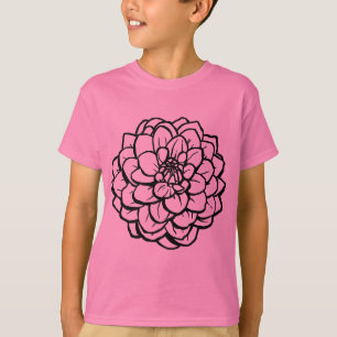 T-shirt Gros ston et encre Dahlia - noir sur blanc