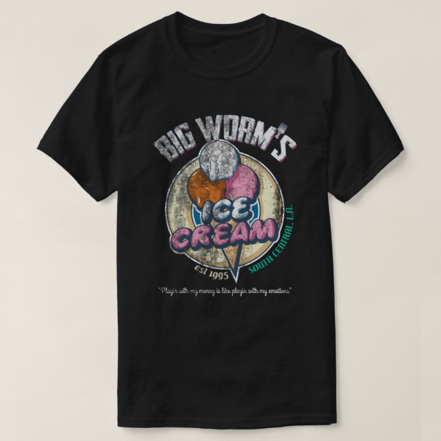 T-shirt Gros vers Crème glacée en détresse (Design devant)