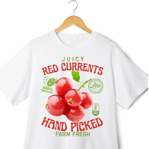 T-shirt Groseilles Rouge Étiquette de Fruit Vintage 