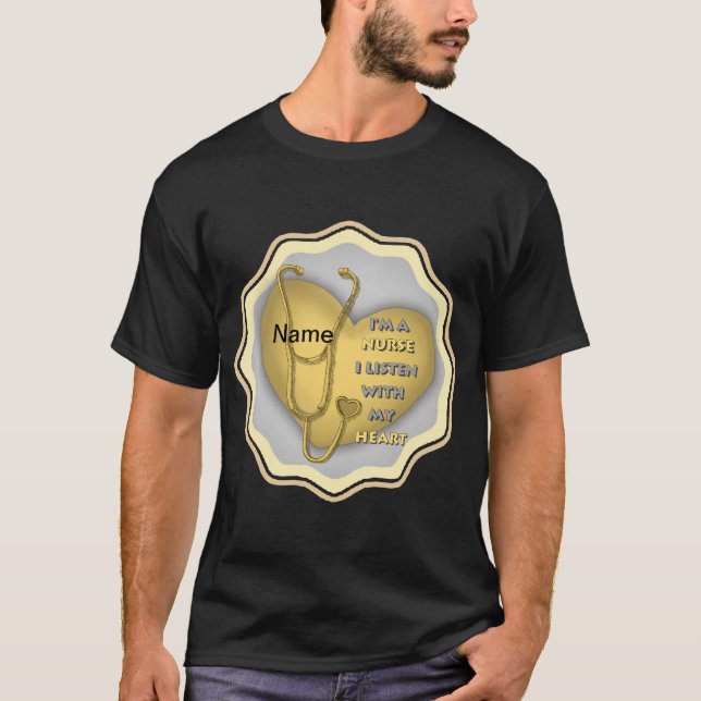 T-shirt Grosse infirmière au coeur jaune (Devant)