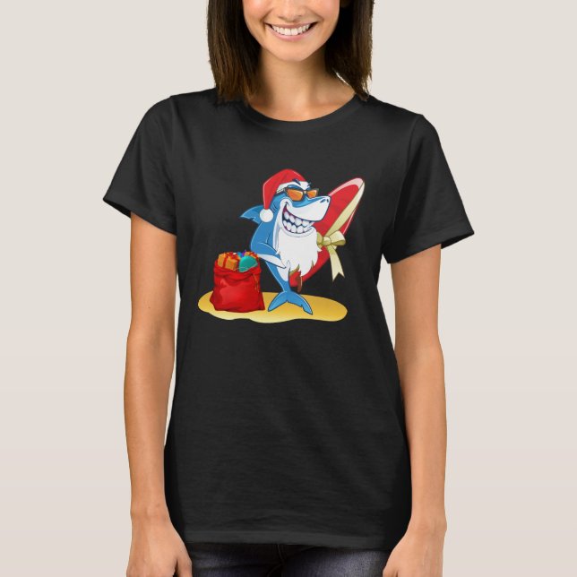 T-shirt Grosse nouveauté pour le requin de Noël Père Noël (Devant)