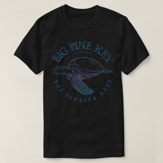 T-shirt Grosse Pine Key Turtle Floride Keys Scuba Fishing  (Design devant)