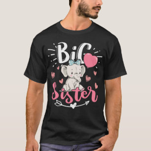 T-shirt Grosse Soeur Eléphant Cute Girl Soeur Animaux
