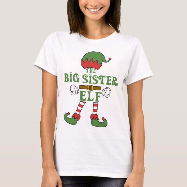 T-shirt Grosse Soeur Elf Noël Famille Correspondances (Devant)