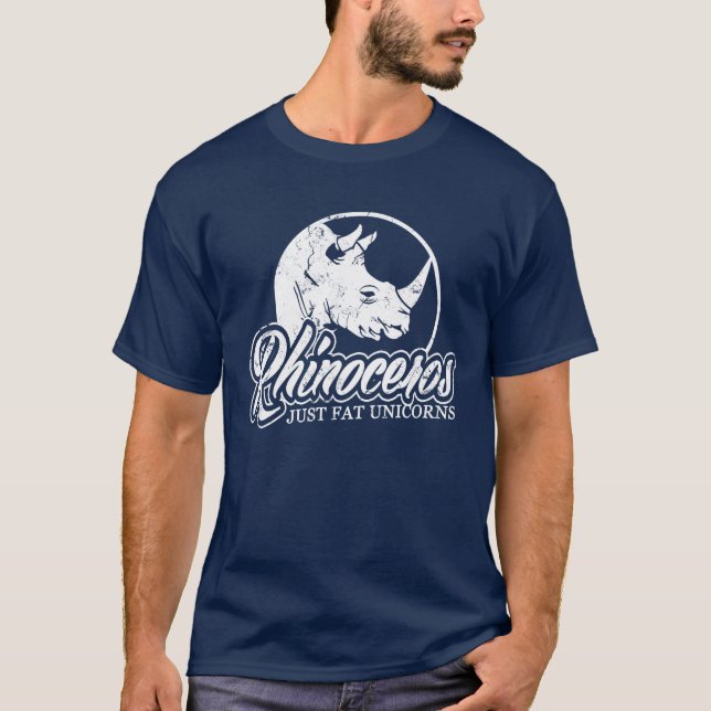 T-shirt Grosses licornes de rhinocéros juste (Devant)