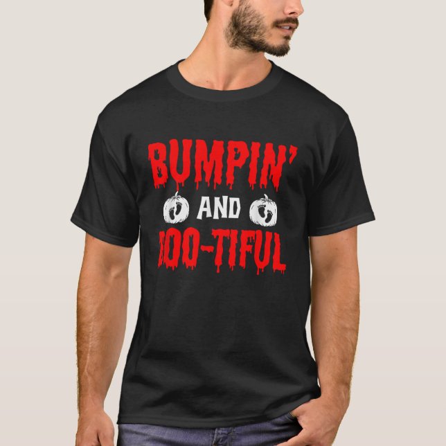 T-shirt Grossesse Halloween Citrouille Bump Bone Maternité (Devant)