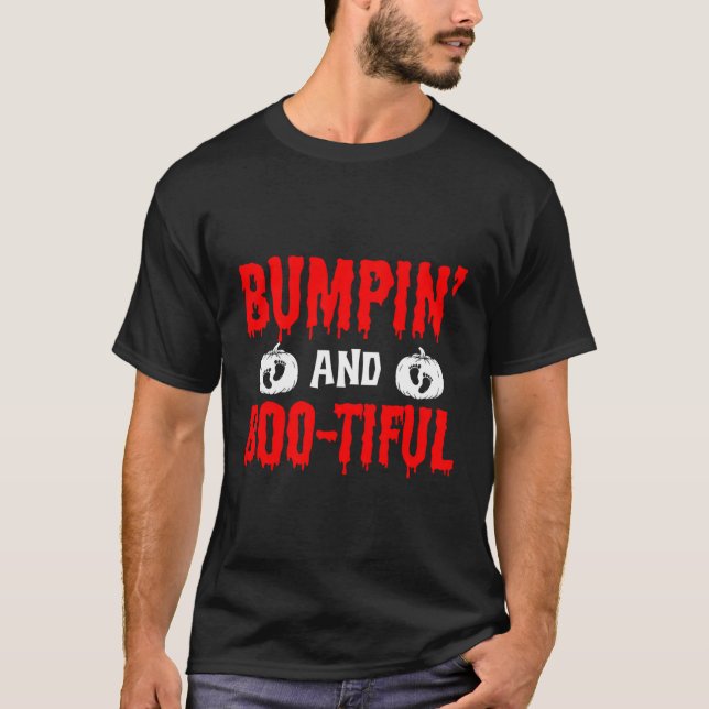T-shirt Grossesse Halloween Citrouille Bump Bone Maternité (Devant)