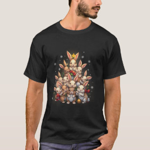 T-shirt Grotte lapin lapin Noël Arbre de Noël Jeu Lumières