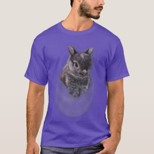 T-shirt , Grotte naine gris mignonne en Poche, Rabb