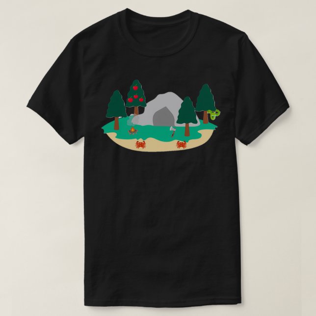 T-shirt grotte sur la plage (Design devant)