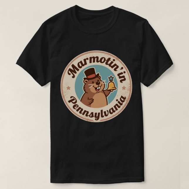 T-shirt Groundhog Retro Pennsylvania Badge avec Liberty (Design devant)