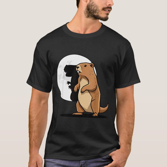 T-shirt Groundhog Shadow Dinosaur Puppet Happy Groundhog D (Devant)