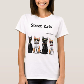 T-shirt groupe de chats de rue portant lunettes de soleil 
