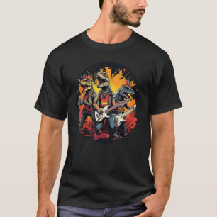 T-shirt Groupe de musique à guitare de dinosaures pour la