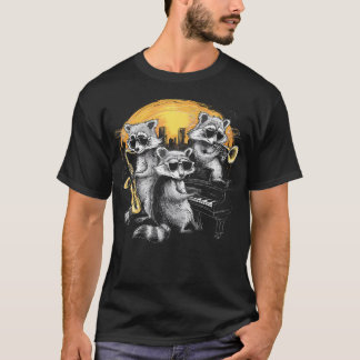T-shirt Groupe de musique Racoon Jazz Lover Saxophone Trom