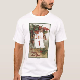 T-shirt Groupe d'enfants se cachant derrière le calendrier