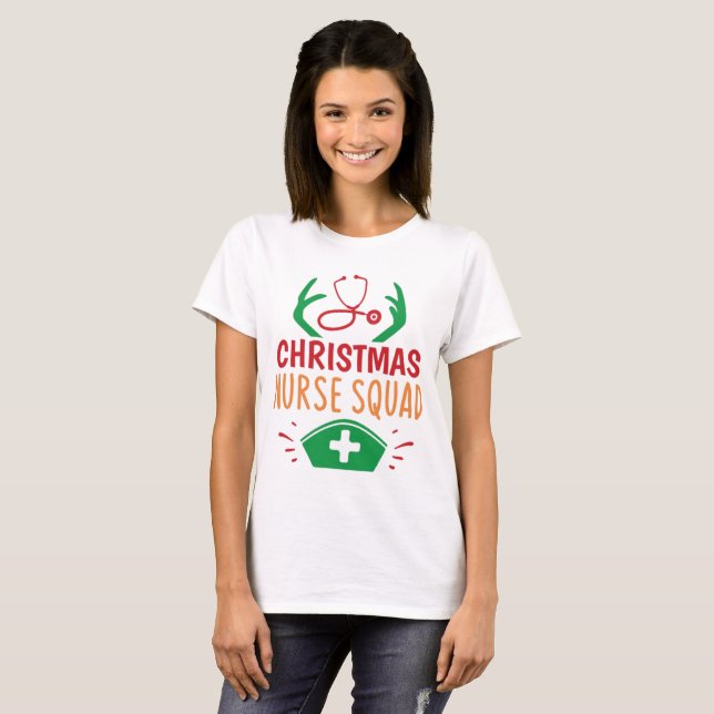 T-shirt Groupe d'infirmières de Noël (Devant entier)