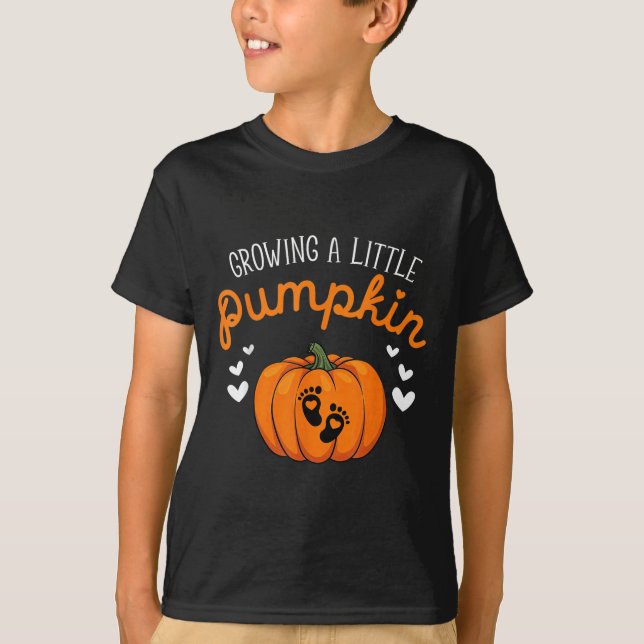 T-shirt Growing A-little Pumpkin Halloween Pregnancy Annou (Devant)