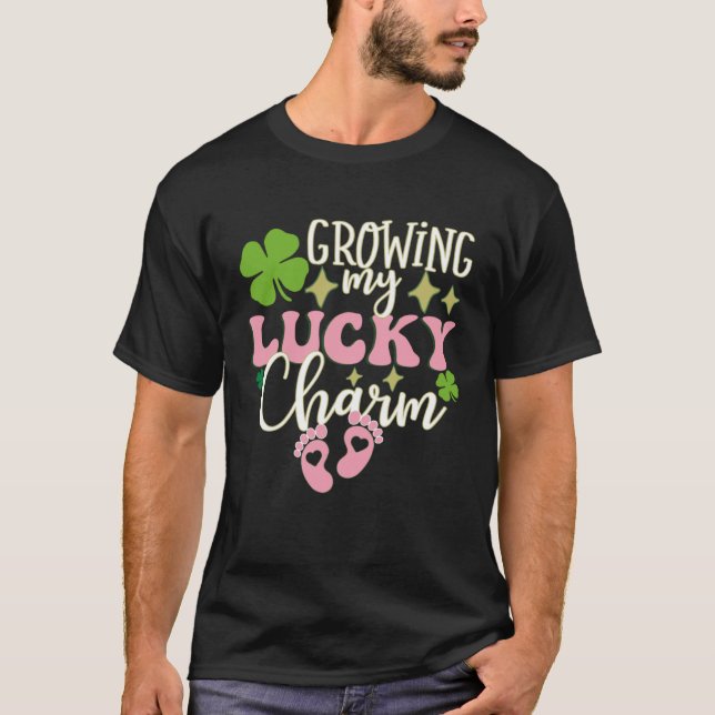 T-shirt Growing My Lucky Charm St Patrick's Day Pregnancy (Devant)