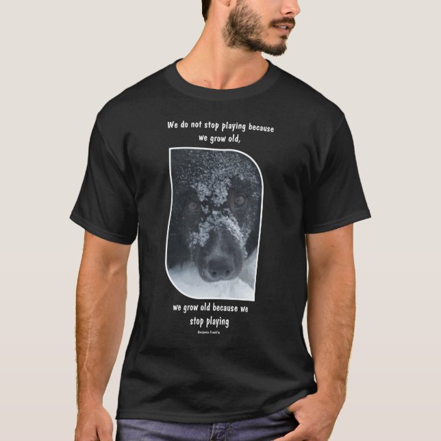 T-shirt Growing Old Inspirational Quote Border Collie  (Devant)