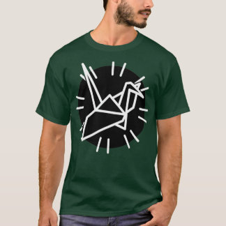 T-shirt Grue blanche et lignes avec cercle noir