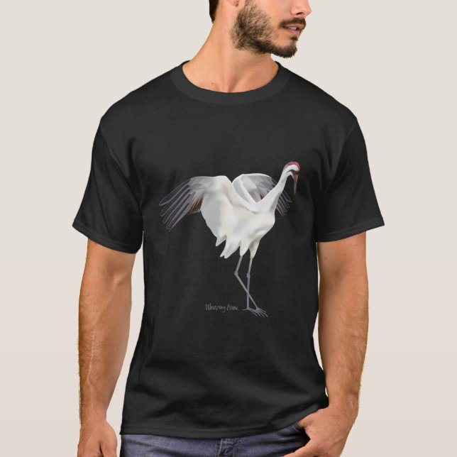 T-shirt Grue blanche Graphisme de la faune Observation des (Devant)