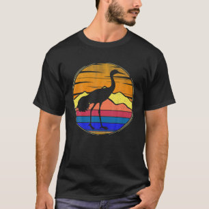 T-shirt Grue de Sandhill Oiseau Rétro Coucher de soleil O