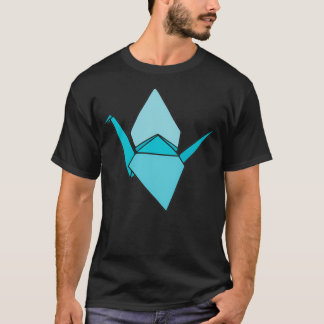 T-shirt Grue en papier Origami bleu
