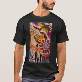 T-shirt Grue kimono japonaise et motif de fleur conception
