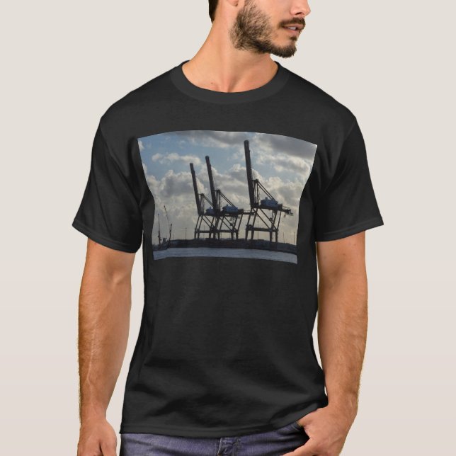 T-shirt Grues de terminal de conteneur (Devant)