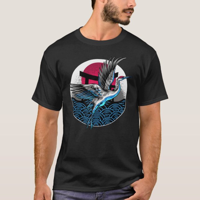 T-shirt Grues volantes japonaises avec onces japonaises De (Devant)