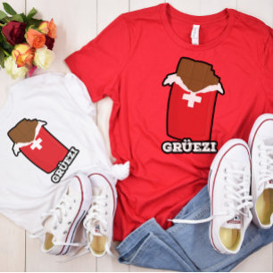 T-shirt Grüezi - Bonjour en Suisse sur un chocolat suisse