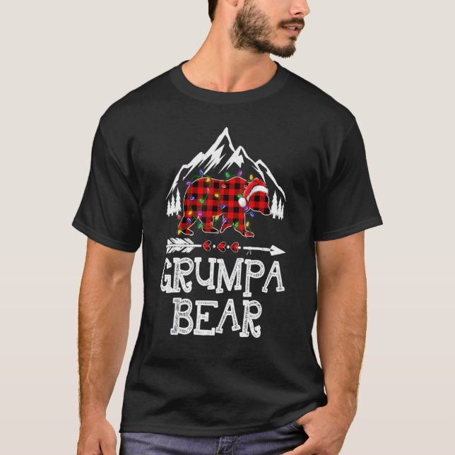 T-shirt Grumpa Bear Buffalo Plaid Matching Family Christma (Devant)