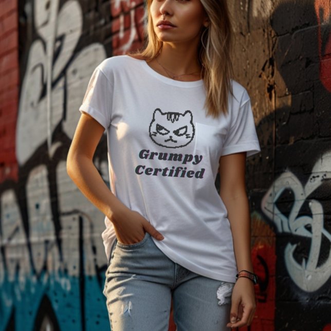 T-shirt "Grumpy Certified" Funny Cat Mème Design Femmes" (Créateur téléchargé)