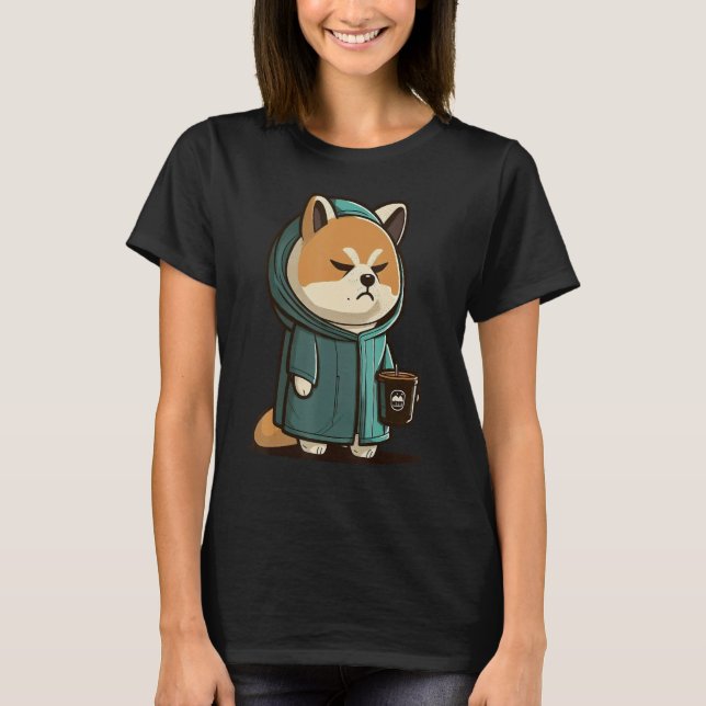 T-shirt Grumpy Coffee  Dog on Coffee Akita Inu (Devant)