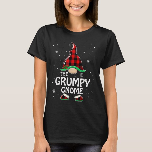 T-shirt Grumpy Gnome Buffalo Plaid Matching Family Christa (Devant)